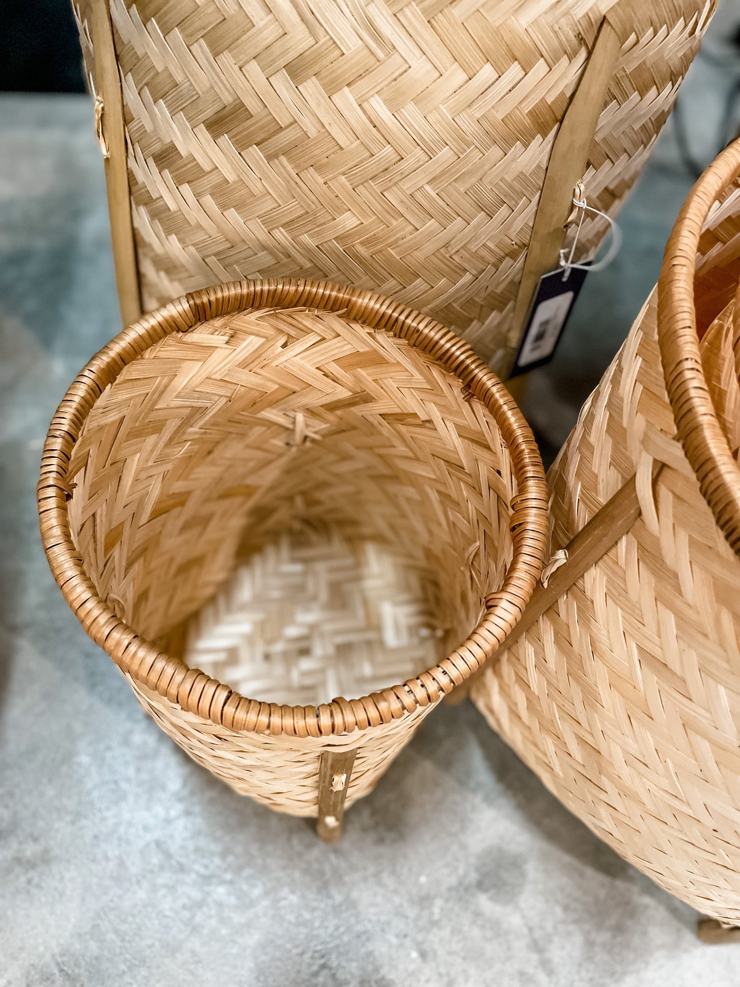 Woven Bamboo Footed Baskets